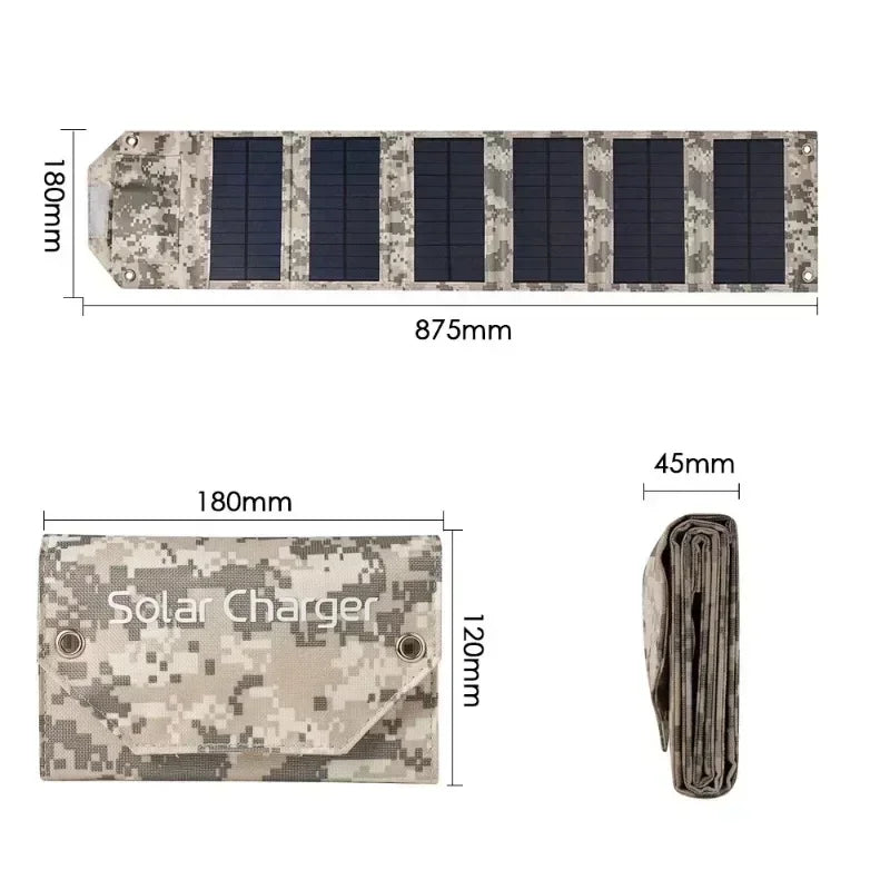 Składany panel słoneczny 12 W z USB – ładowarka solarna do telefonu