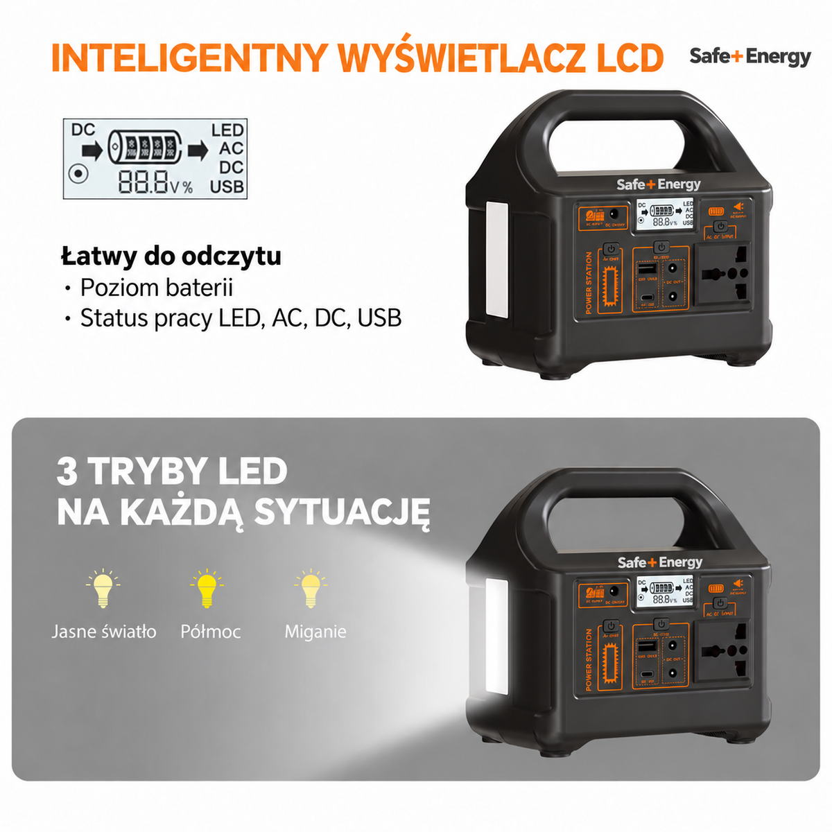 Safe+ Energy - Przenośna stacja zasilania 200W, awaryjne źródło energii