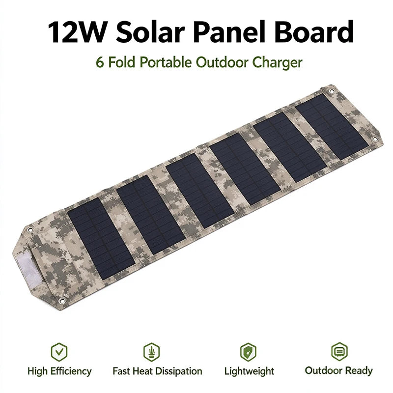 Składany panel słoneczny 12 W z USB – ładowarka solarna do telefonu