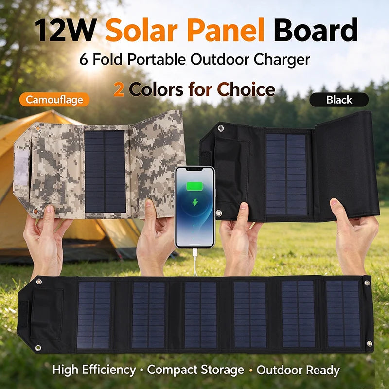 Składany panel słoneczny 12 W z USB – ładowarka solarna do telefonu