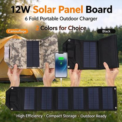 Składany panel słoneczny 12 W z USB – ładowarka solarna do telefonu