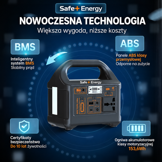 Safe+ Energy - Przenośna stacja zasilania 200W, awaryjne źródło energii